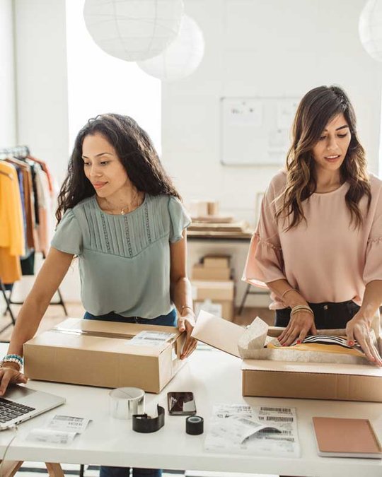 women working on their webshop